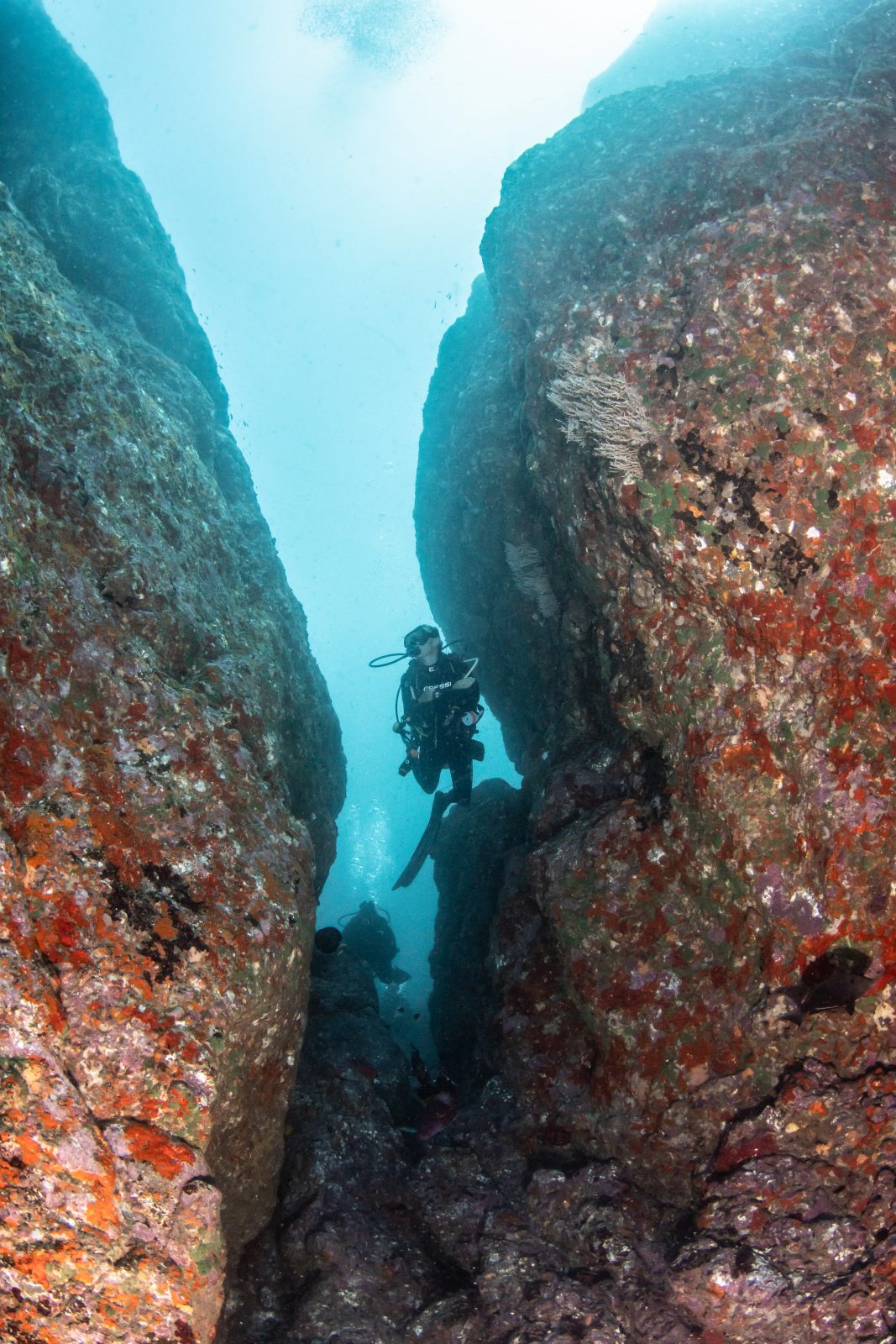 Julie in a crevice at Matateteiko