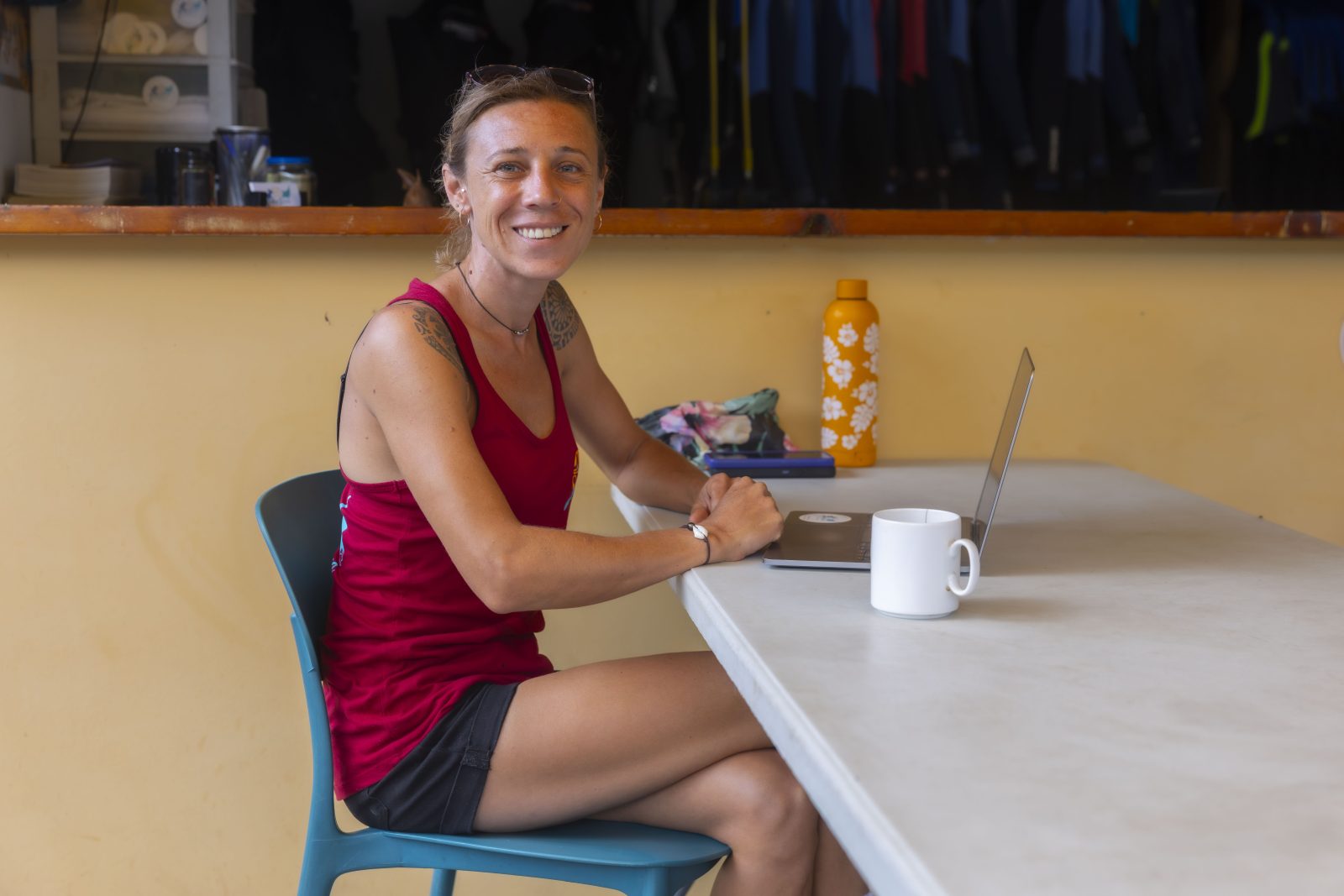 Julie at the dive centre office