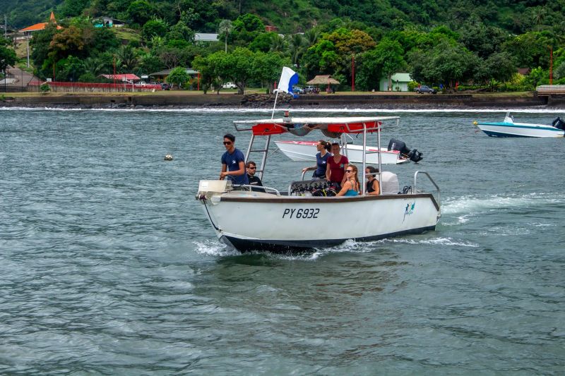 The Nuku-Dive boat leaving the quay